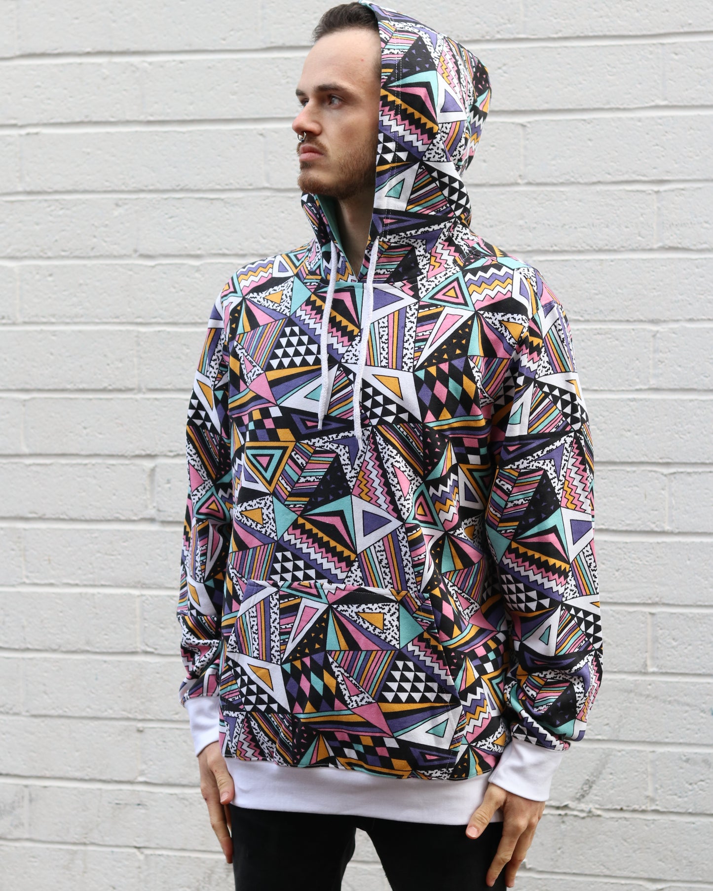 Geometric Print Hoodie - Super Massive Shop
